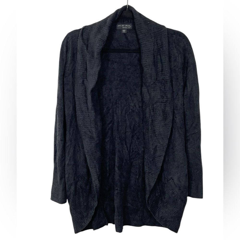 Barefoot Dreams CozyChic Lite Lounge Cardigan Sweater XS / S Black Charcoal Gray
